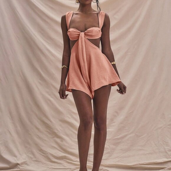 Pink Elegant Women's Cut Out Flowy Underwire Detail Thick Straps romper - Picture 5 of 5